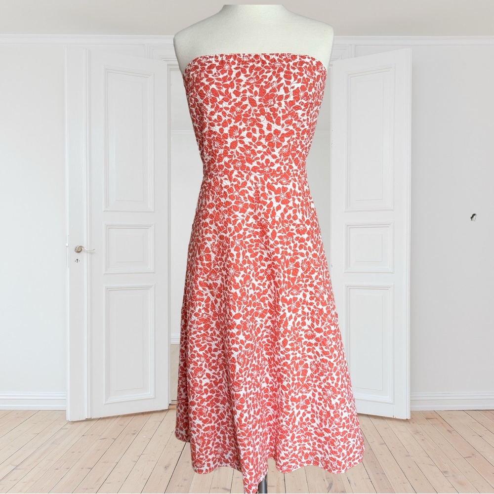 J. Crew Strapless Dress in Orange and White - 100% Cotton - NWT